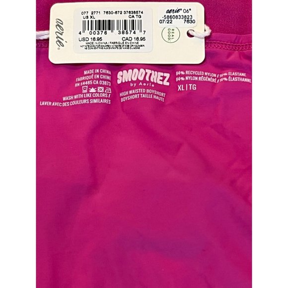 NWT AERIE Smoothez High Waisted Boyshort Pantie Sz XL Fuchsia Pink - Picture 3 of 3